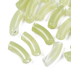 Acrylic Beads, Imitation Gemstone, Curved Tube, Yellow Green, 36x13.5x11.5mm, Hole: 4mm, about 148pcs/500g(MACR-S372-001B-07)