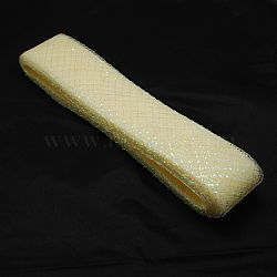 (Holiday Stock-Up Sale)Mesh Ribbon, Plastic Net Thread Cord, Light Yellow, 20mm, 25yards/bundle(PNT-Q011-20mm-03)