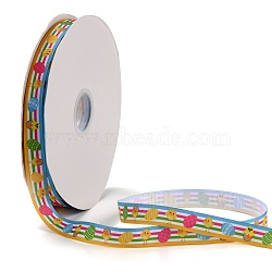 Easter Themed Polyester Ribbons, Jacquard Ribbon, Garment Accessories, Colorful, Animal Pattern, 3/4 inch(18mm), about 100 yards/roll(OCOR-A005-01C)