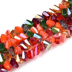 Electroplate Glass Beads Strands, Faceted, Heart, Tomato, 3x4.5x4.5mm, Hole: 0.9~1mm, about 144~148pcs/strand, 13.98~15.6''(35.5~39cm)(GLAA-T023-A17-01)