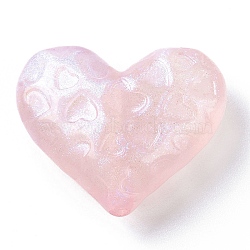 Luminous Acrylic Beads, Glitter Beads, Glow in the Dark, Heart, Pink, 24x29x10mm, Hole: 2mm, about 115pcs/500g(OACR-E010-20C)