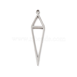 Non-Tarnish 304 Stainless Steel Pendants, Laser Cut, Triangle Charm, Stainless Steel Color, 32x7.5x0.9mm, Hole: 1.2mm(STAS-R226-02P)