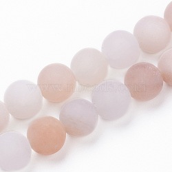Natural Pink Aventurine Beads Strands, Frosted, Round, 4mm, Hole: 0.8mm, about 89pcs/strand, 15 inch(39cm)(X-G-F520-56-4mm)
