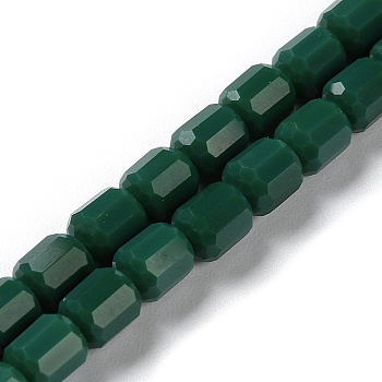 Opaque Glass Beads Strands, Faceted Barrel, Dark Slate Gray, 6.5~7x6mm, Hole: 1mm, about 78pcs/strand, 20.28~21.65 inch(51.5~55cm)