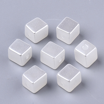 ABS Plastic Imitation Pearl Beads, Square, Creamy White, 8x8x8mm, Hole: 2mm, about 940pcs/500g
