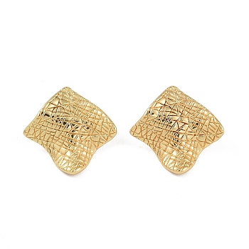304 Stainless Steel Studs Earrings, Jewely for Women, Golden, Rhombus, 28.5x28.5mm