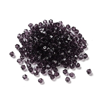 Transparent Glass Beads, Bicone, Old Rose, 4x4x3.5mm, Hole: 1mm, 720pcs/bag