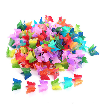 Kids Hair Accessories, Plastic Claw Hair Clips, Butterfly, Mixed Color, 16~18x18~19x19~21mm