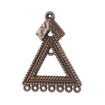 Tibetan Style Alloy Chandelier Components, Triangle, Antique Bronze, 43.5x34x2mm, Hole: 1mm