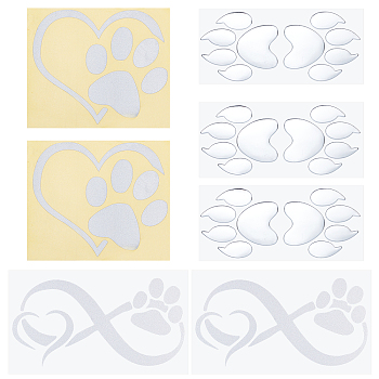 SUPERFINDINGS 3 Styles Waterproof PVC Self Adhesive Sticker, Car Stickers, DIY Car Decoration, Dog Paw Mixed Shapes, Mixed Color, 32~140x17~163x0.5~1mm