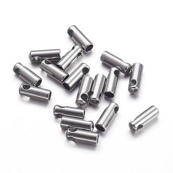 201 Stainless Steel Cord Ends, End Caps, Stainless Steel Color, 7x2.5mm, Hole: 1.5mm, Inner Diameter: 2mm