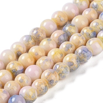Baking Paint Glass Bead Strands, Round, Moccasin, 6mm, Hole: 1mm, about 145~147pcs/strand, 32.28~32.68''(82~83cm)