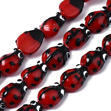 perles ladybug main lampwork brins(X-LAMP-R004-11)-3