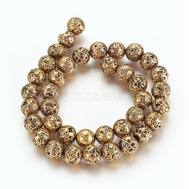 Electroplated Natural Lava Rock Beads Strands(G-P400-04AB)-2