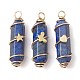 3Pcs 3 Styles Natural Lapis Lazuli Copper Wire Wrapped Pointed Pendants(PALLOY-JF02460-03)-1
