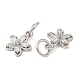 Rack Plating Brass Pave Clear Cubic Zirconia Flower Charms(KK-Z026-11P)-2