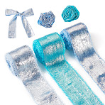 Ocean/Winter Theme 3 Rolls 3 Colors Polyester Frayed Ribbon, Fringe Raw Edges Ribbon, for Wedding Invitations, Bouquets, Gift Wrapping, Mixed Color, 1-1/2 inch(38mm), about 5 yards/roll, 1 roll/color(DIY-TA0011-47A)
