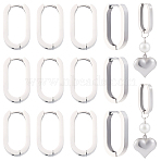 6 Pairs 304 Stainless Steel Huggie Hoop Earrings, Oval, Stainless Steel Color, 21x12x3mm, Pin: 1mm(STAS-BBC0010-70P)