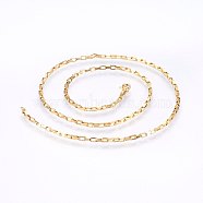 304 Stainless Steel Box Chain Necklaces, with Lobster Claw Clasps, Golden, 19.7 inch(50cm), 2mm, 1mm(NJEW-F226-07G-06)