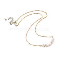 Beaded Necklaces, with Natural Cultured Freshwater Pearl and Brass Enamel Cable Chains, Golden, Pink, 18.7 inch(47.5cm)(X-NJEW-JN03005-01)