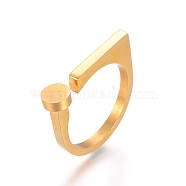 304 Stainless Steel Finger Rings, Flat Round, Golden, Size 7, 17mm(RJEW-L091-32-G-17mm)