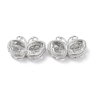 Brass Multi-Strand Links, Hollow Butterfly, Real Platinum Plated, 9.5x16x4.5mm, Hole: 1.2mm(KK-C031-42P)