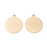 Ion Plating(IP) 316 Surgical Stainless Steel Pendants, Flat Round, Real 24K Gold Plated, 17.5x15x1mm, Hole: 1.6mm(STAS-H163-19G)