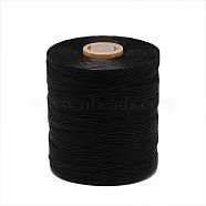 Waxed Polyester Cord, Black, 1x0.5mm, about 743.66 Yards(680m)/Roll(YC-J001-02)