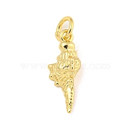 Rack Plating Brass Pendants, with Jump Ring, Long-Lasting Plated, Cadmium Free & Lead Free, Whelk, Real 18K Gold Plated, 16x6x4mm, Hole: 3mm(KK-Z048-06-02G)