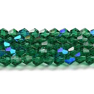 Transparent Electroplate Glass Beads Strands, AB Color Plated, Faceted, Bicone, Teal, 2mm, about 145~150pcs/strand, 41.5~42cm(GLAA-F029-2mm-D10)