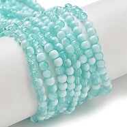 Crackle Glass Beads Strands, Rondelle, Cyan, 4.5mm, Hole: 0.7mm, about 208~217pcs/strand, 299.21''(760cm)(GLAA-U001-4mm-02)