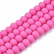 Handmade Polymer Clay Beads Strands, for DIY Jewelry Crafts Supplies, Round, Deep Pink, 7x5.5mm, Hole: 1.6mm, about 69pcs/strand, 15.75 inch~16.14 inch(40~41cm)(X-CLAY-N008-053-03)