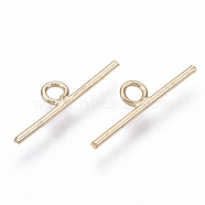 Brass Charms, Nickel Free, Bar, Real 18K Gold Plated, 15x4x1mm, Hole: 1.6mm(X-KK-N231-58-NF)