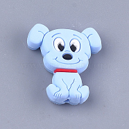 Food Grade Eco-Friendly Silicone Focal Beads, Puppy, Chewing Beads For Teethers, DIY Nursing Necklaces Making, Beagle Dog, Light Blue, 28x25x7.5mm, Hole: 2mm(SIL-T052-01E)