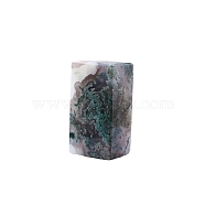 Natural Moss Agate Cuboid Figurines for Home Office Desktop Decoration, 40x28x18mm(PW-WG27540-01)