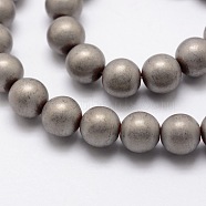 Electroplate Non-magnetic Synthetic Hematite Beads Strands, Matte Style, Round, Platinum Plated, 10mm, Hole: 2mm, about 40pcs/strand, 15.7 inch(G-R363-10mm-03)