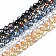 Transparent Glass Beads Strands, Faceted, AB Color Plated, Teardrop, Mixed Color, 6x6mm, Hole: 1.2mm, about 77~80pcs/strand, 17.95 inch~19.29 inch((45.6~49cmcm)(EGLA-T008-14A)