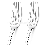 Globleland 1 Set 2Pcs 304 Stainless Steel Fork, Word, with 1Pc Coated Paper Cutlery Storage Box, Heart Pattern, 200x24mm(AJEW-GL0001-19-064)