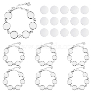 DIY Blank Dome Flat Round Link Chains Bracelet Making Kit, Including 304 Stainless Steel Link Bracelet Settings, Glass Cabochons, Stainless Steel Color, 58Pcs/box(DIY-DC0001-75)