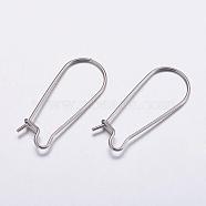 316 Surgical Stainless Steel Hoop Earrings Settings, Stainless Steel Color, 25x10.5x0.7mm, 21 Gauge, Pin: 0.7mm(STAS-K146-040-25x12mm)