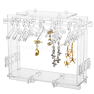 Assembled Transparent Acrylic Earring Display Stands, Coat Hanger Shape, Clear, 4~18.1x2~14.1x0.3cm, Hole: 2mm(EDIS-WH0021-12)