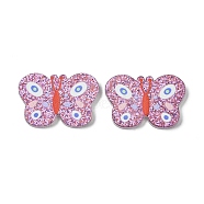 Resin Decoden Cabochons, with Paillette/Glitter Sequins, Butterfly, 16.5x24x2mm(RESI-C045-08E)