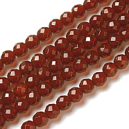 Natural Carnelian Beads Strands, Faceted, Round, Red, 4x3.5~4mm, Hole: 0.4mm, about 97~110pcs/strand, 15~16 inch(40~40.7cm)(X-G-F596-12A-4mm)