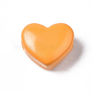 Spray Painted Brass Beads, Heart, Dark Orange, 9x10.5x6mm, Hole: 2mm(KK-Q252-006G)