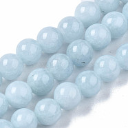 Natural Chalcedony Beads Strands, Imitation Aquamarine, Dyed & Heated, Round, 8~9mm, Hole: 1mm, about 45~48pcs/strand, 15.7 inch(G-S333-8mm-004)