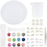 DIY Jewelry Kits, with Constellation Compass Tarot Card Silicone Molds, Nail Art Sequins, Beading Tweezers, Plastic Round Stirring Rod, Latex Finger Cots, 100ml Measuring Cup Silicone Glue Tools, 295x11mm, 1pc/ set(DIY-PH0028-22)