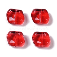 Transparent Glass Beads, Nuggets, Red, 8x9.5x5mm, Hole: 0.8mm(GLAA-S202-07B)