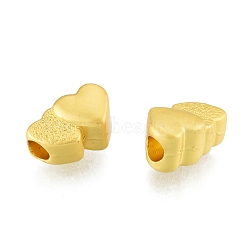 Alloy European Beads, Large Hole Beads, Matte Style, Heart, Matte Gold Color, 8x12.5x7mm, Hole: 3.5mm(FIND-G035-27MG)