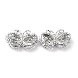Brass Multi-Strand Links, Hollow Butterfly, Real Platinum Plated, 9.5x16x4.5mm, Hole: 1.2mm(KK-C031-42P)