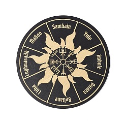 Wooden Carved Cup Mats, Heat Resistant Pot Mats, Tarot Theme Pendulum Board, for Home Kitchen, Flat Round, Sun Pattern, 150x3mm(AJEW-L089-01A-09)